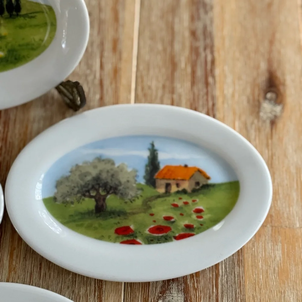 Vintage Susanne Riette Boston Warehouse Hand-Painted Tid Bit Plates Set of Four